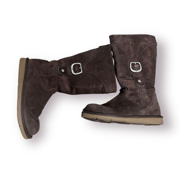 UGG Women’s Boots Cargo III Leather Suede Sheepskin Pockets on Boots Sz 6 Brown - Picture 9 of 12